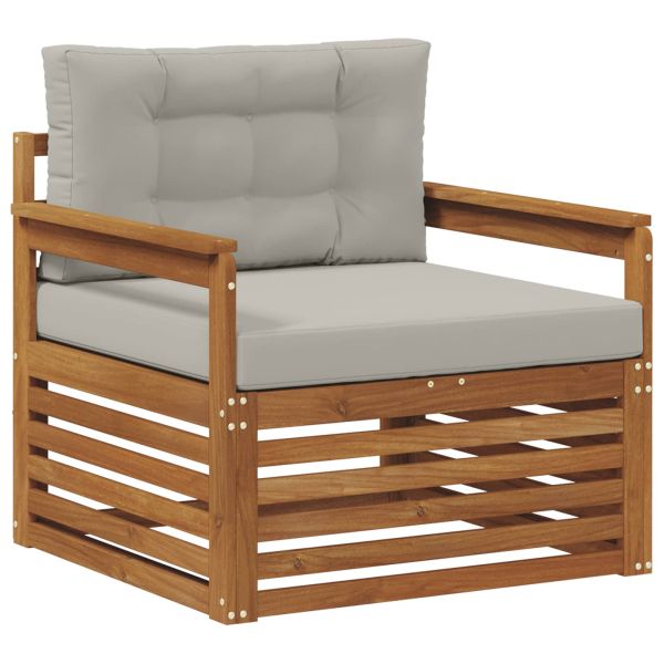 Комплект дивани за открито Солидно акациево дърво и полиестер