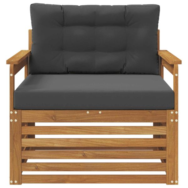 Комплект дивани за открито Солидно акациево дърво и полиестер