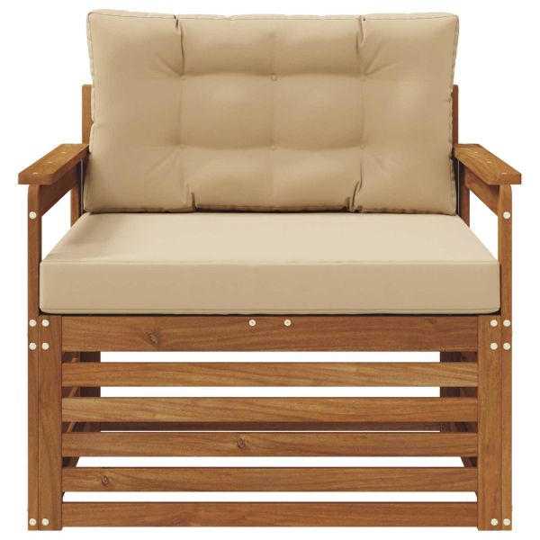 Комплект дивани за открито Солидно акациево дърво и полиестер