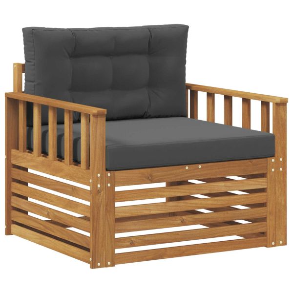 Комплект дивани за открито Солидно акациево дърво и полиестер