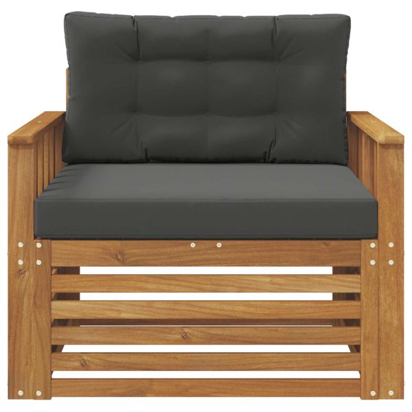 Комплект дивани за открито Солидно акациево дърво и полиестер