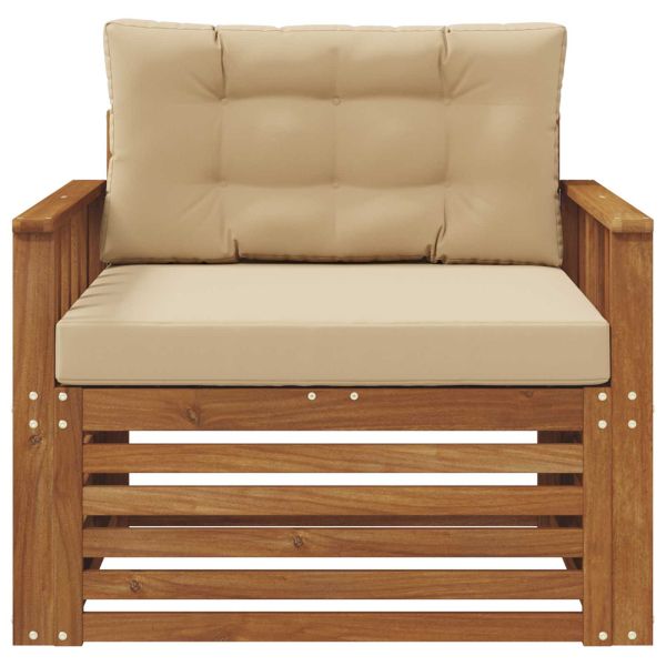 Комплект дивани за открито Солидно акациево дърво и полиестер