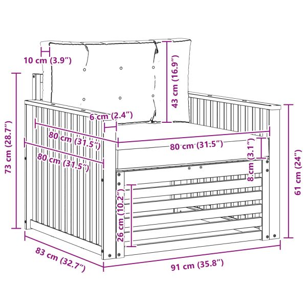 Комплект дивани за открито Солидно акациево дърво и полиестер