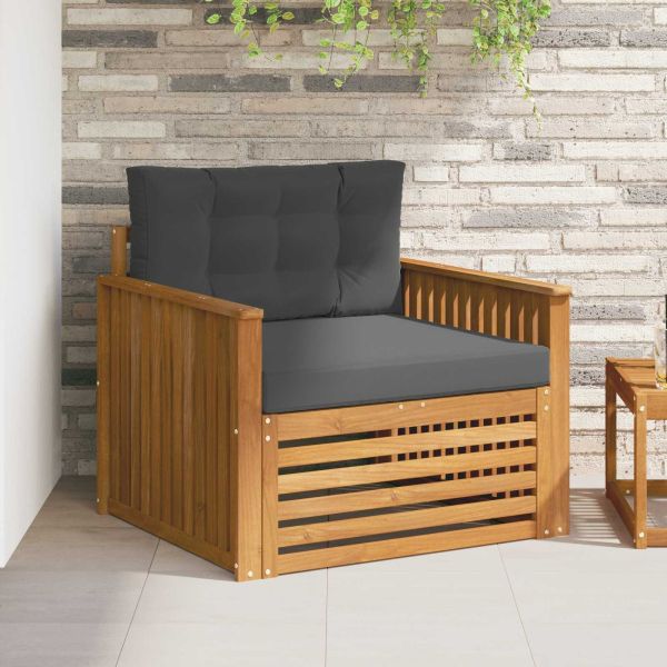 Комплект дивани за открито Солидно акациево дърво и полиестер