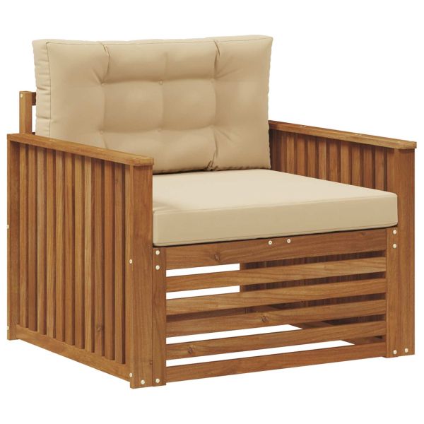 Комплект дивани за открито Солидно акациево дърво и полиестер