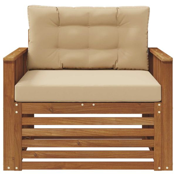 Комплект дивани за открито Солидно акациево дърво и полиестер