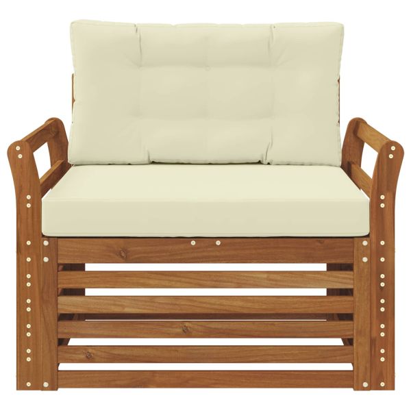 Комплект дивани за открито Солидно акациево дърво и полиестер