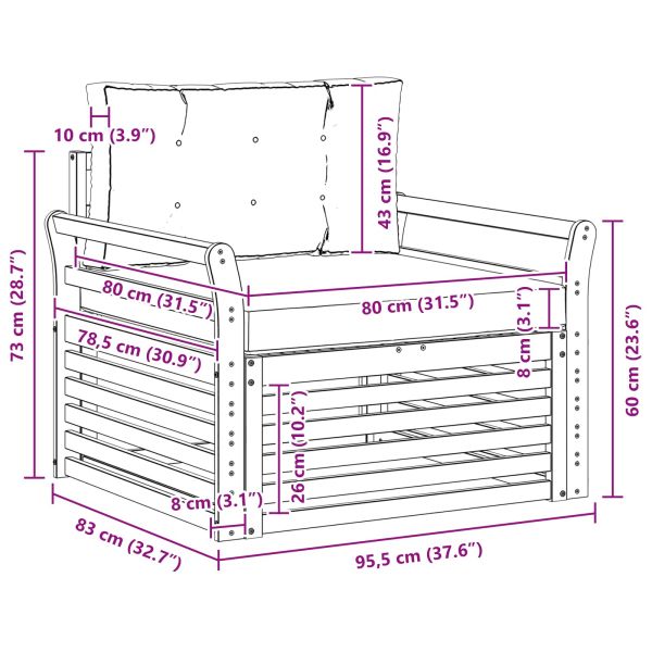 Комплект дивани за открито Солидно акациево дърво и полиестер