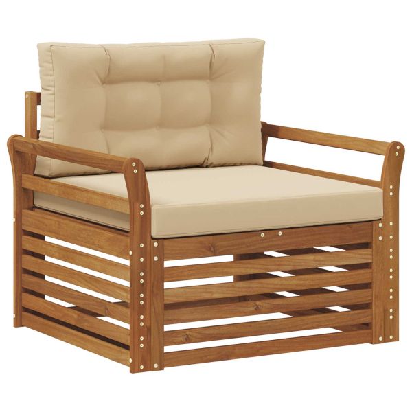 Комплект дивани за открито Солидно акациево дърво и полиестер