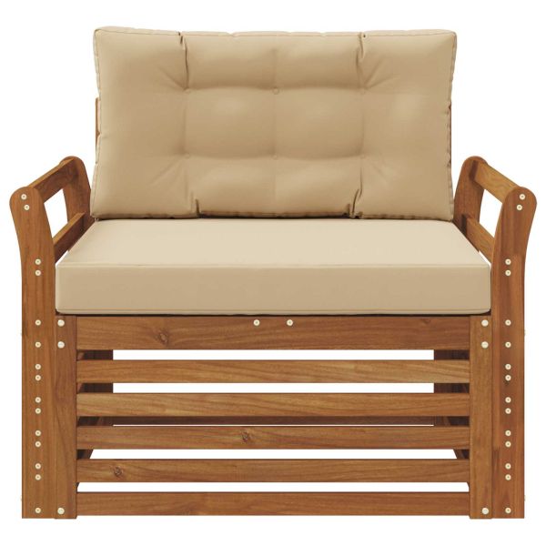 Комплект дивани за открито Солидно акациево дърво и полиестер