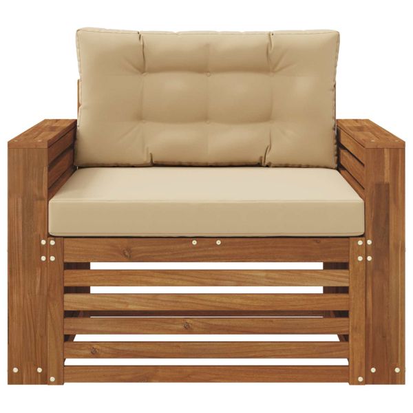 Комплект дивани за открито Солидно акациево дърво и полиестер