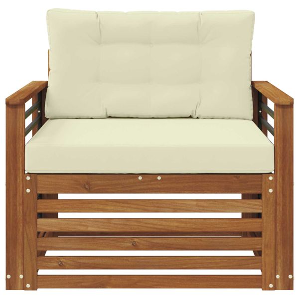 Комплект дивани за открито Солидно акациево дърво и полиестер