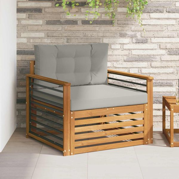 Комплект дивани за открито Солидно акациево дърво и полиестер