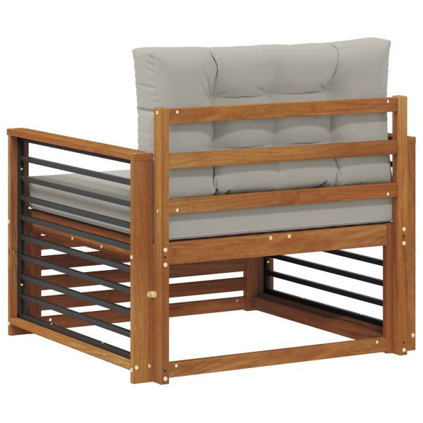 Комплект дивани за открито Солидно акациево дърво и полиестер