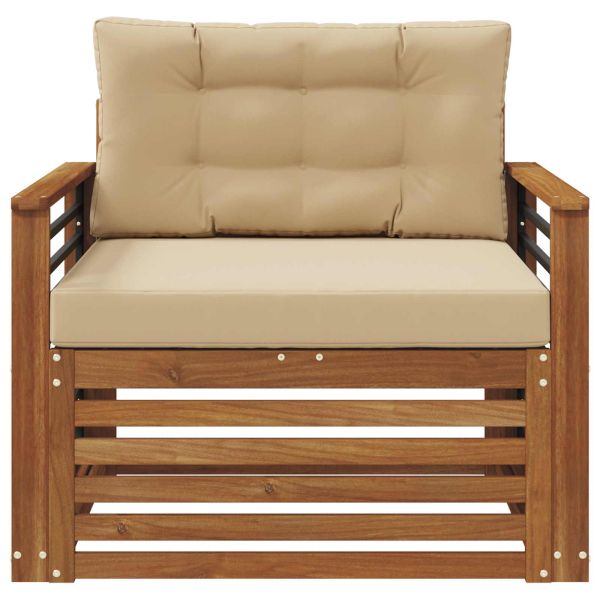 Комплект дивани за открито Солидно акациево дърво и полиестер