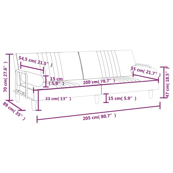 Разтегателно канапе с подлакътници, тъмнозелено, кадифе