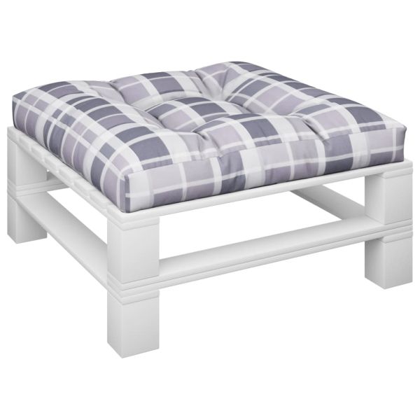 Палетна възглавница, сиво каре, 80x80x12 см, текстил