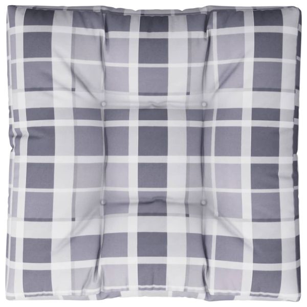 Палетна възглавница, сиво каре, 80x80x12 см, текстил