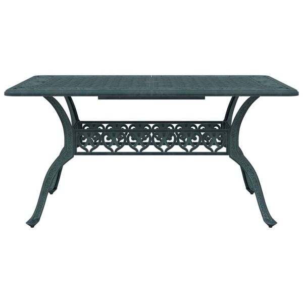 Градинска маса, зелена, 150x90x72 см, лят алуминий