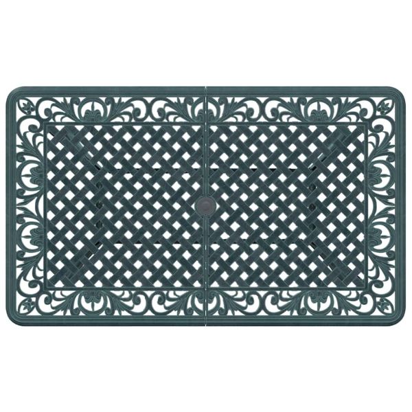 Градинска маса, зелена, 150x90x72 см, лят алуминий