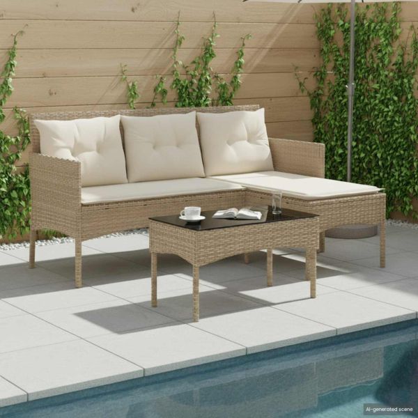 Градински Софа Комплект с възглавница 2 pcs полиратан