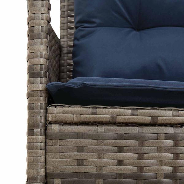 Градински Софа Комплект 2 pcs Сив и тъмен син полиратан