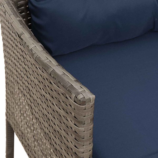 Градински Софа Комплект 2 pcs Сив и тъмен син полиратан