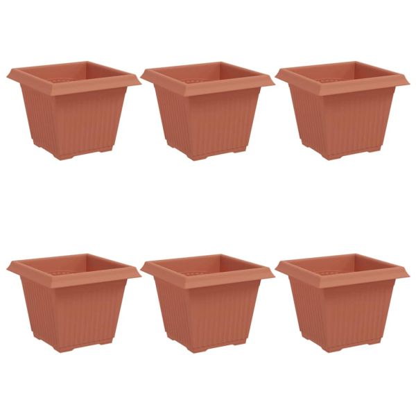 Квадратна цветна саксия 6 pcs Червено тухла 33 x 33 x 26 см