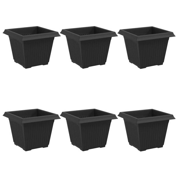 Квадратна цветна саксия 6 pcs Черно 33 x 33 x 26 см Пластмаса