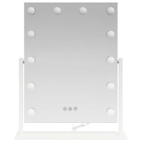 LED огледало за гримиране Бял 44 x 10 x 53 см Стъкло и стомана