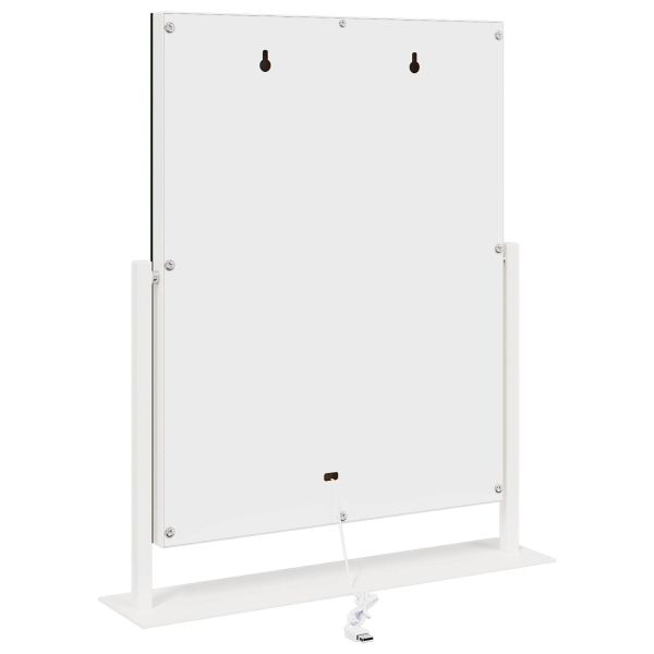 LED огледало за гримиране Бял 44 x 10 x 53 см Стъкло и стомана