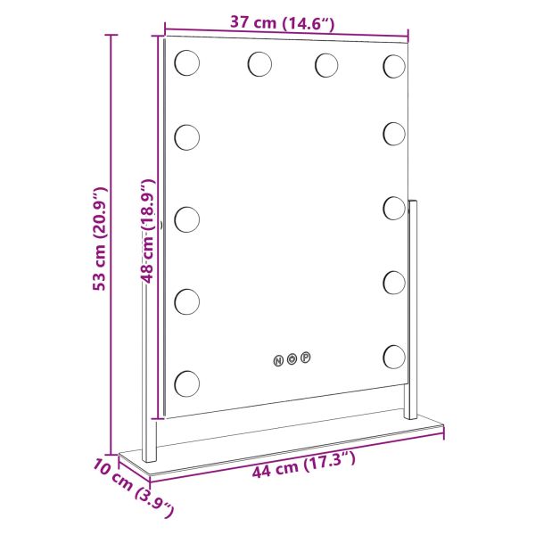 LED огледало за гримиране Бял 44 x 10 x 53 см Стъкло и стомана