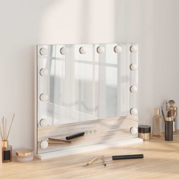 LED огледало за гримиране Бял 50 x 10 x 44 см Стъкло и стомана