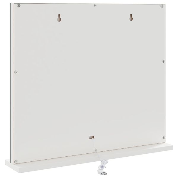 LED огледало за гримиране Бял 50 x 10 x 44 см Стъкло и стомана