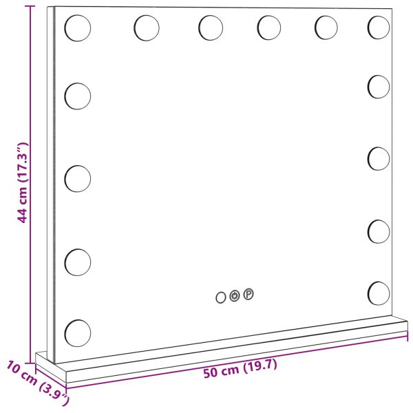 LED огледало за гримиране Бял 50 x 10 x 44 см Стъкло и стомана