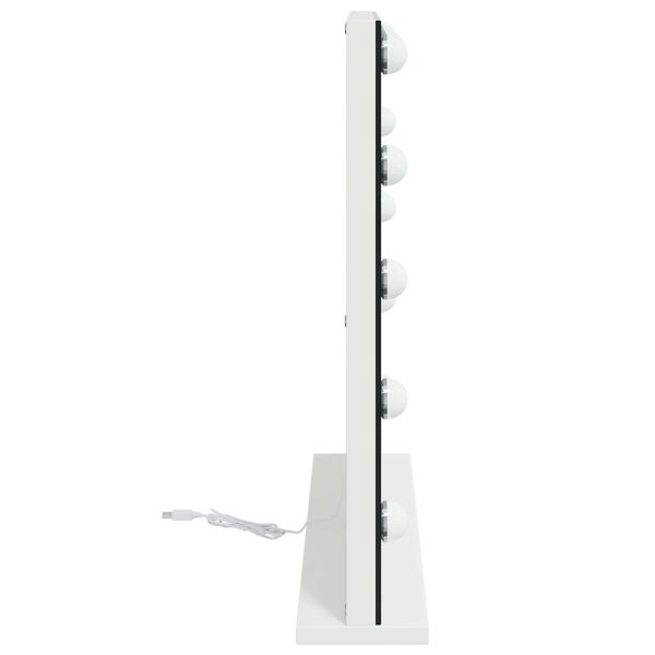 LED огледало за гримиране Бял 58 x 10 x 47 см Стъкло и стомана