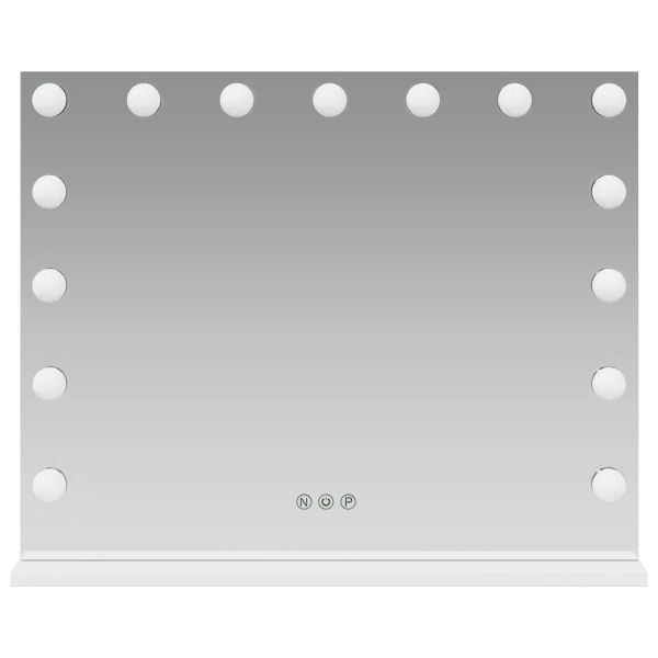 LED огледало за гримиране Бял 58 x 10 x 47 см Стъкло и стомана