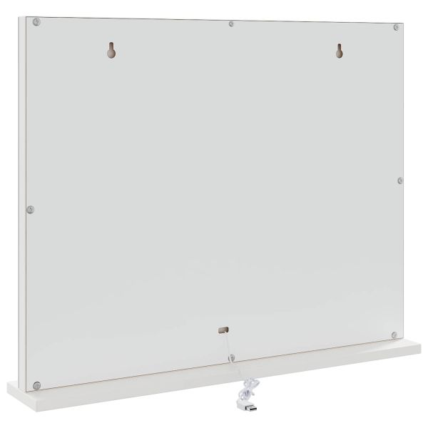 LED огледало за гримиране Бял 58 x 10 x 47 см Стъкло и стомана