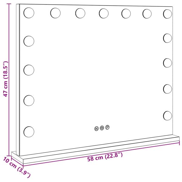 LED огледало за гримиране Бял 58 x 10 x 47 см Стъкло и стомана