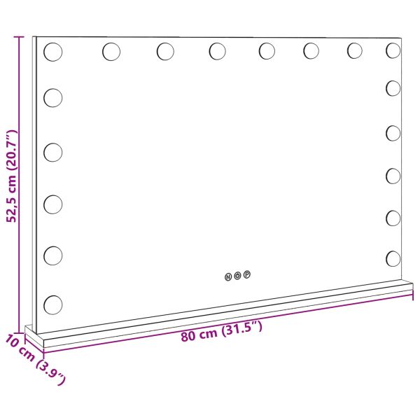 LED огледало за гримиране Бял 80 x 10 x 52,5 см