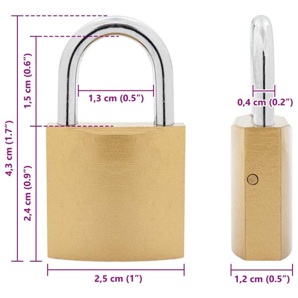U Lock с ключове 12 pcs Месинг Желязо
