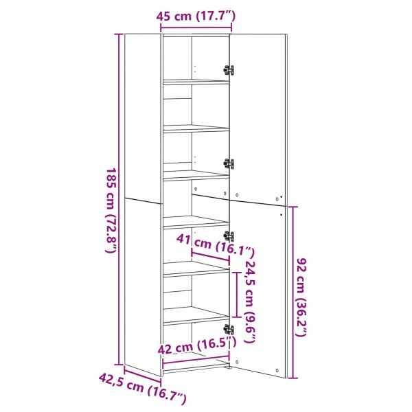 Висок шкаф 2 pcs Дъб 45 x 42,5 x 185 см