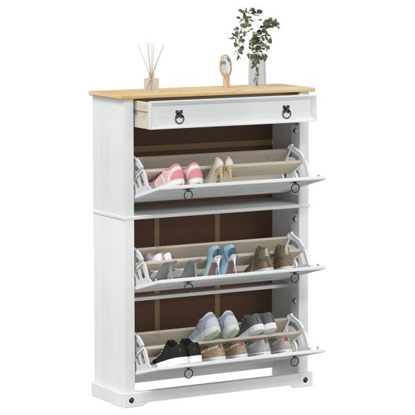 Шкаф за обувки с чекмедже с рафт Corona Бяло 99 x 32 x 138 см