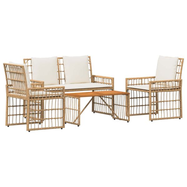 Комплект за външни мебели 4 pcs Естествено и кремаво бяло