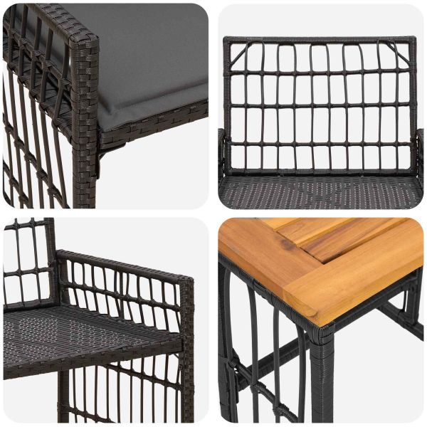 Комплект за външни мебели 3 pcs Черно и тъмно сиво