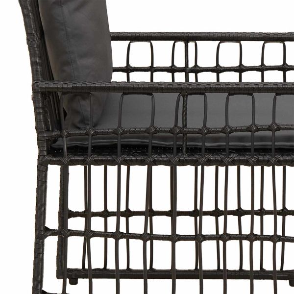 Комплект за външни мебели 3 pcs Черно и тъмно сиво