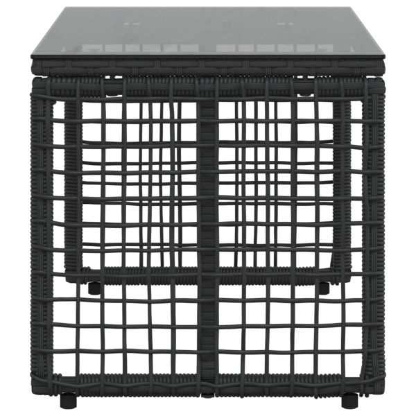 Маса за открито Черен 80 x 40 x 40 cm PE Ратаново и Стъкло