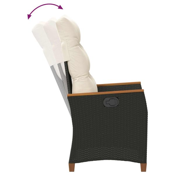 Лежанка за градина Черен и кремав 64 x 57,5 x 112 см полиратан