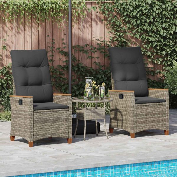 Лежанка за градина Сив и тъмен сив 64 x 57,5 x 112 см полиратан