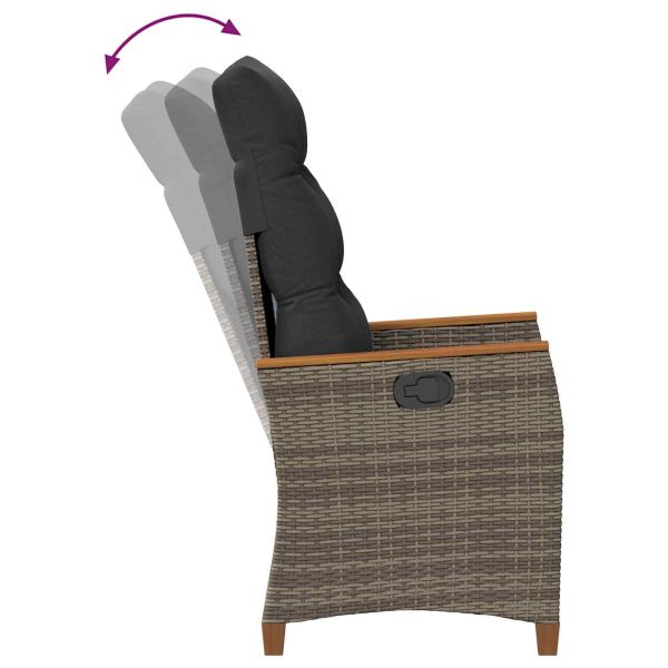 Лежанка за градина Сив и тъмен сив 64 x 57,5 x 112 см полиратан